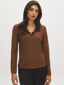 Lace Trim V-Neck Top