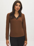 Lace Trim V-Neck Top