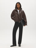Faux Leather Bomber Jacket