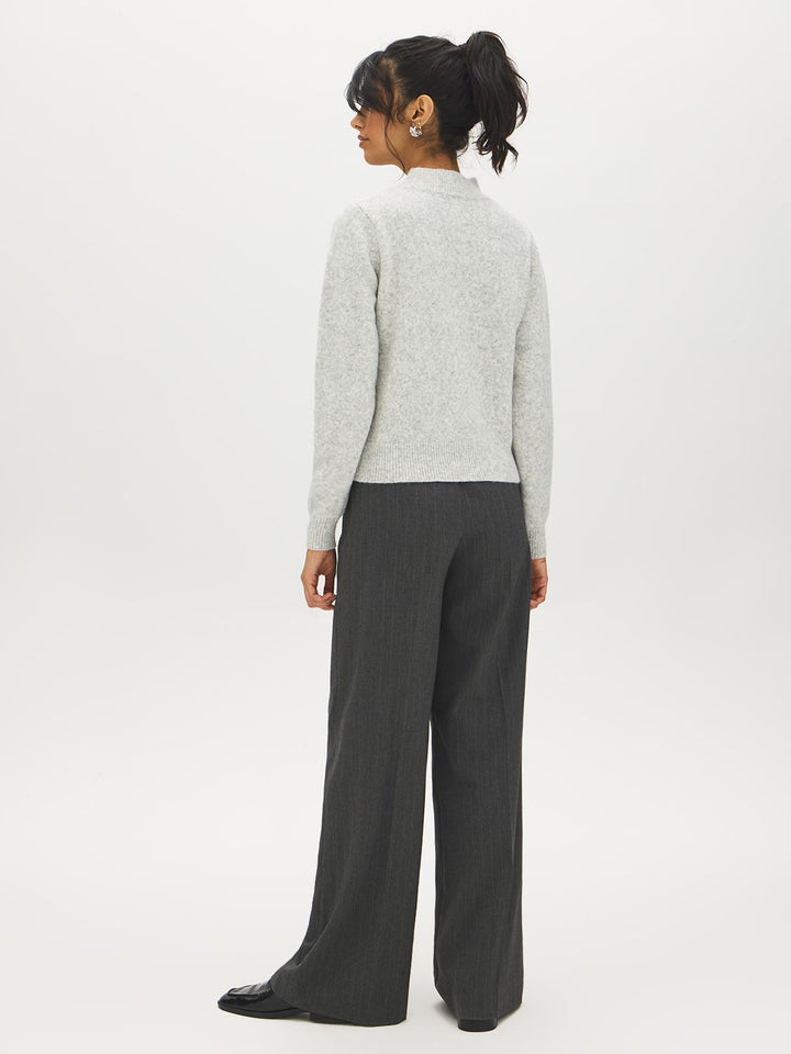 Ribbed Trim Mock Neck Sweater