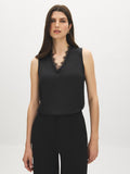 Sleeveless Lace Trim V-Neck Top