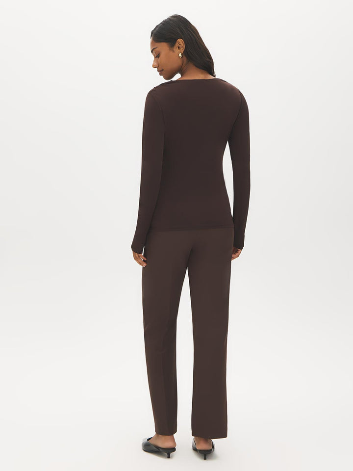 Mesh Long Sleeve Cowl Neck Top