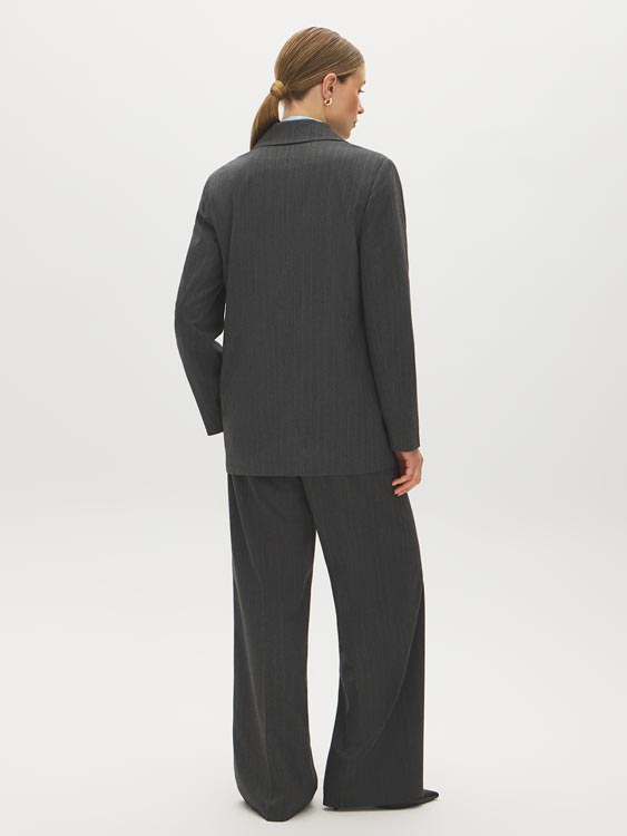 Pinstripe Two-Button Blazer