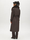 Faux Leather Coat with Faux Fur Collar