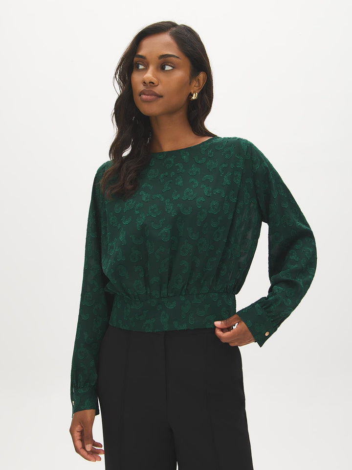Flocked Popover Blouse