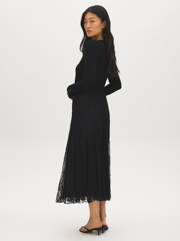 Diagonal Drop Waist Lace Skirt
