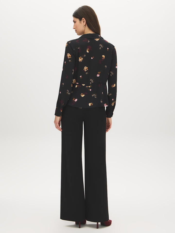 Printed Peplum Drawstring Blouse