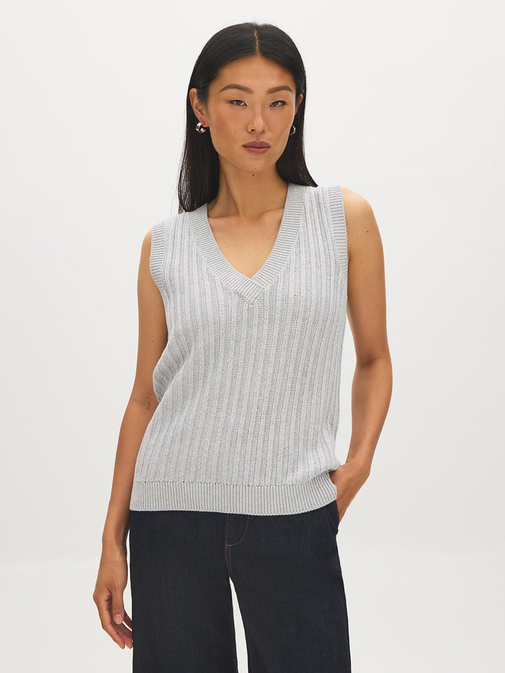 V-Neck Ribbed Sweater Vest