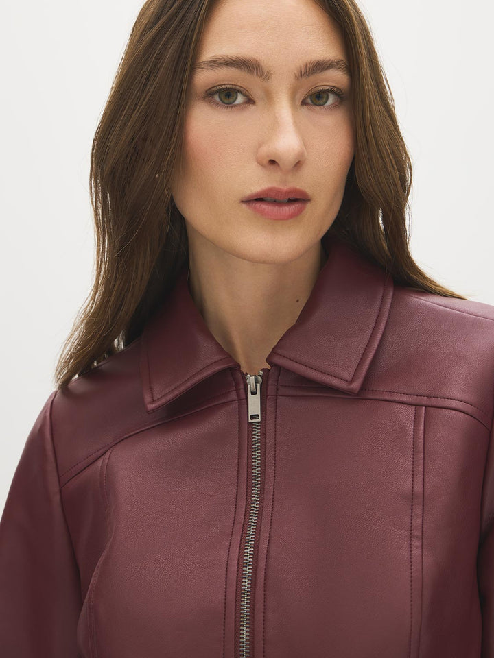 Faux Leather Cropped Jacket