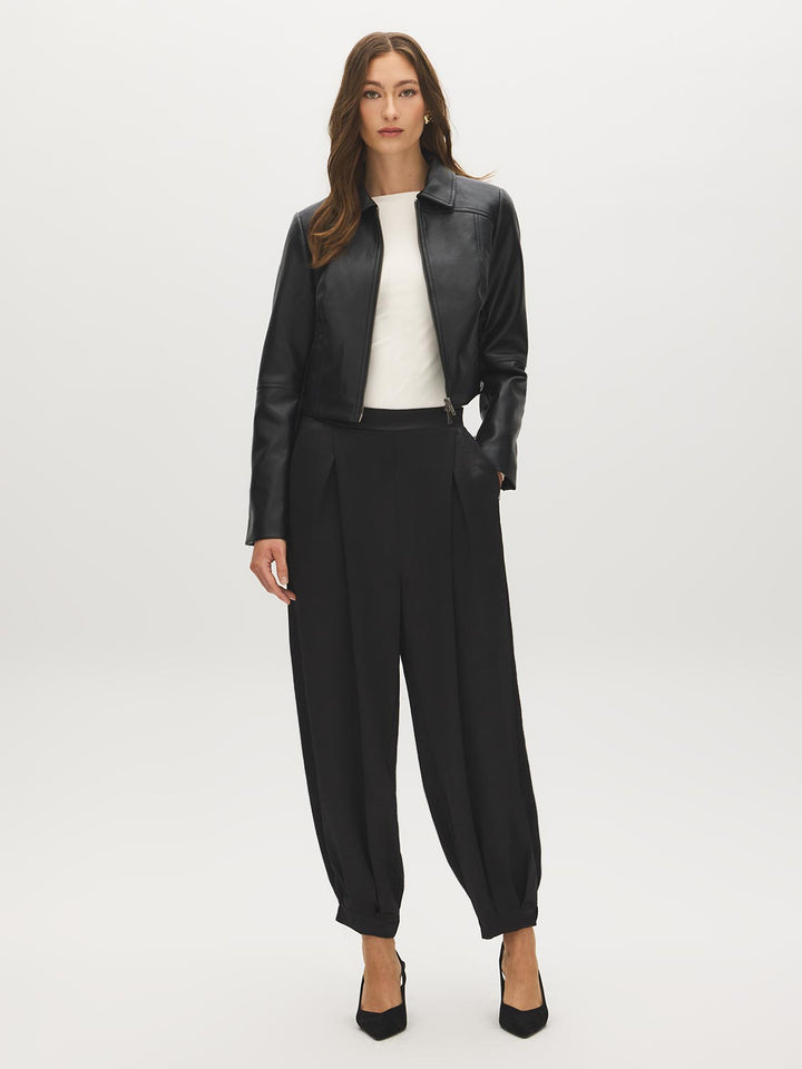 Crinkled Satin-Like Balloon Pants