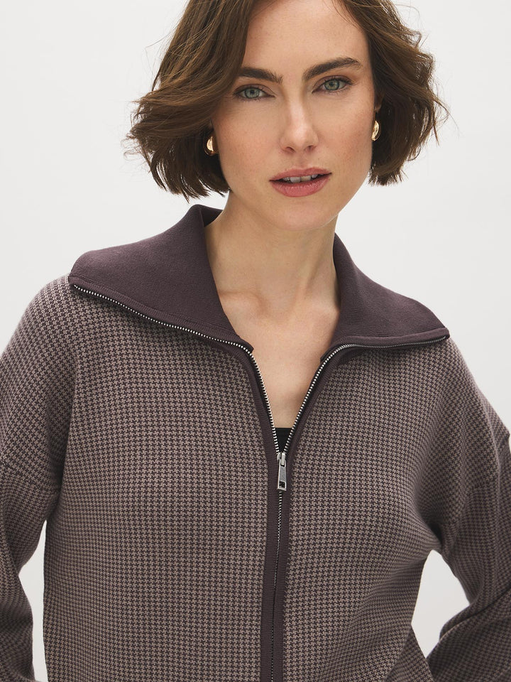 Jacquard Zip-Front Sweater