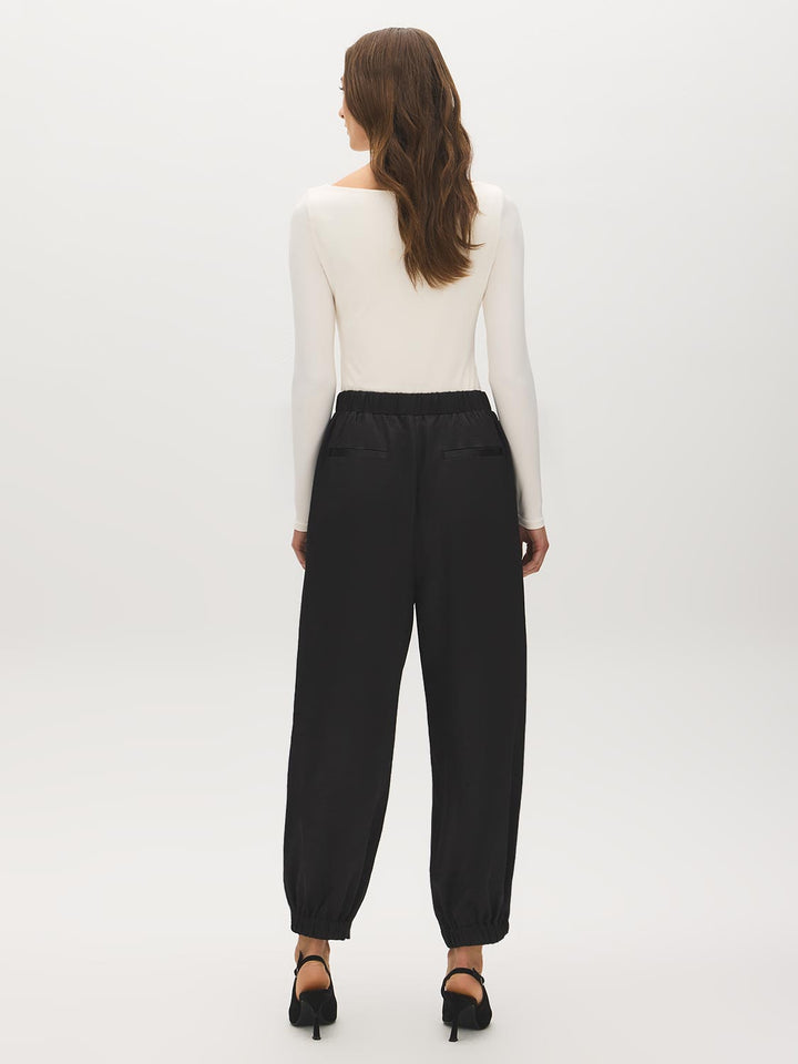Crinkled Satin-Like Balloon Pants