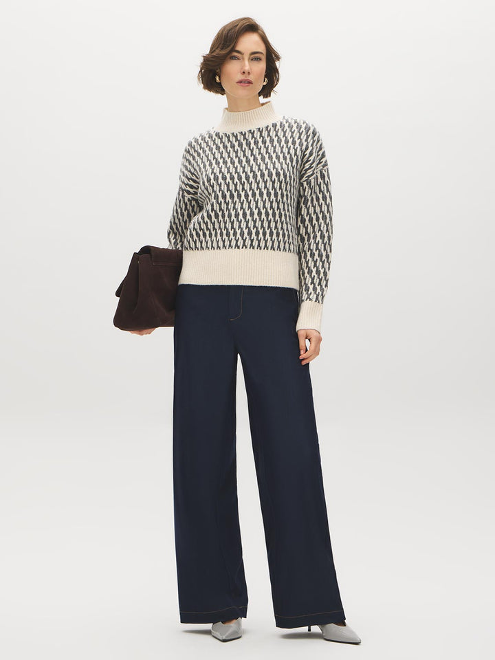 Jacquard Mock Neck Sweater