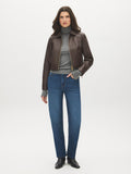 Faux Leather Cropped Jacket