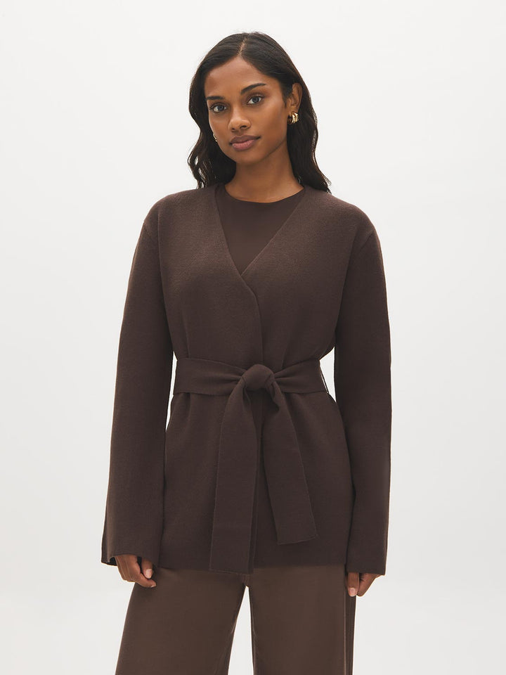 Open-Front Bell Sleeve Cardigan