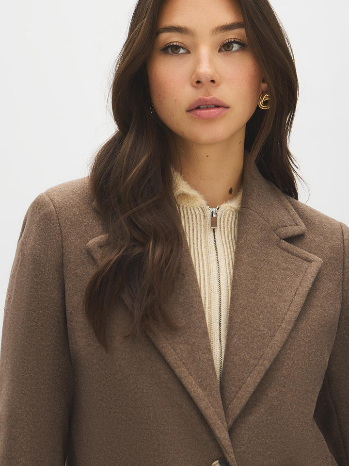 Single-Breasted Faux Wool Coat