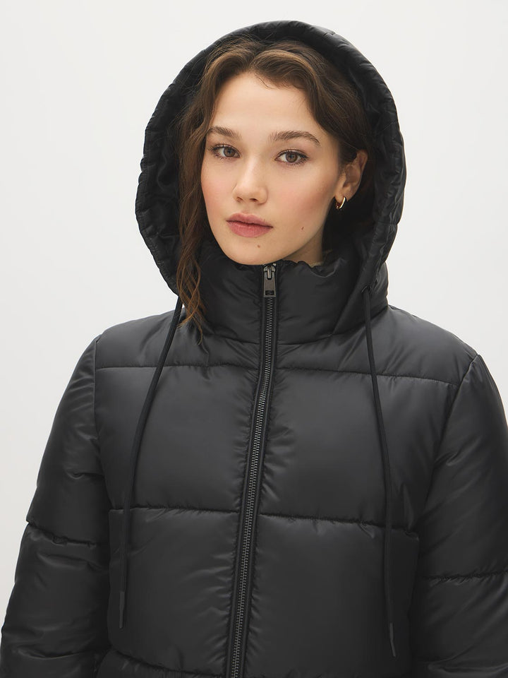 Mid-Length Hooded Quilted Puffer