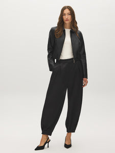 Crinkled Satin-Like Balloon Pants