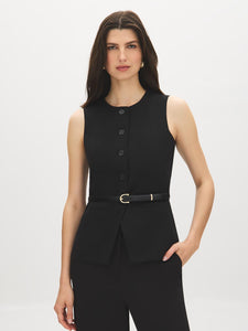 Button-Front Belted Vest