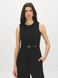 Button-Front Belted Vest