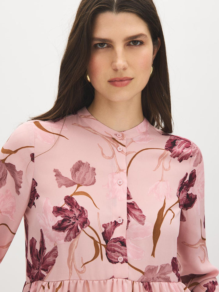 Printed Chiffon Peplum Blouse