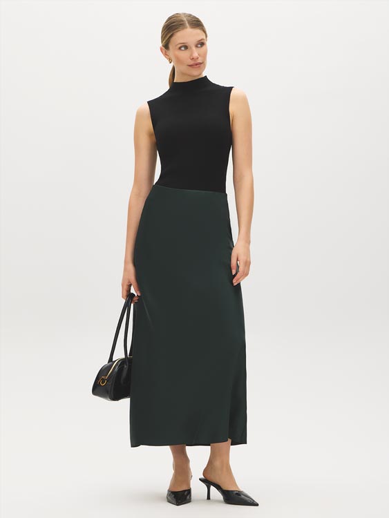Satin-Like Bias Cut Skirt