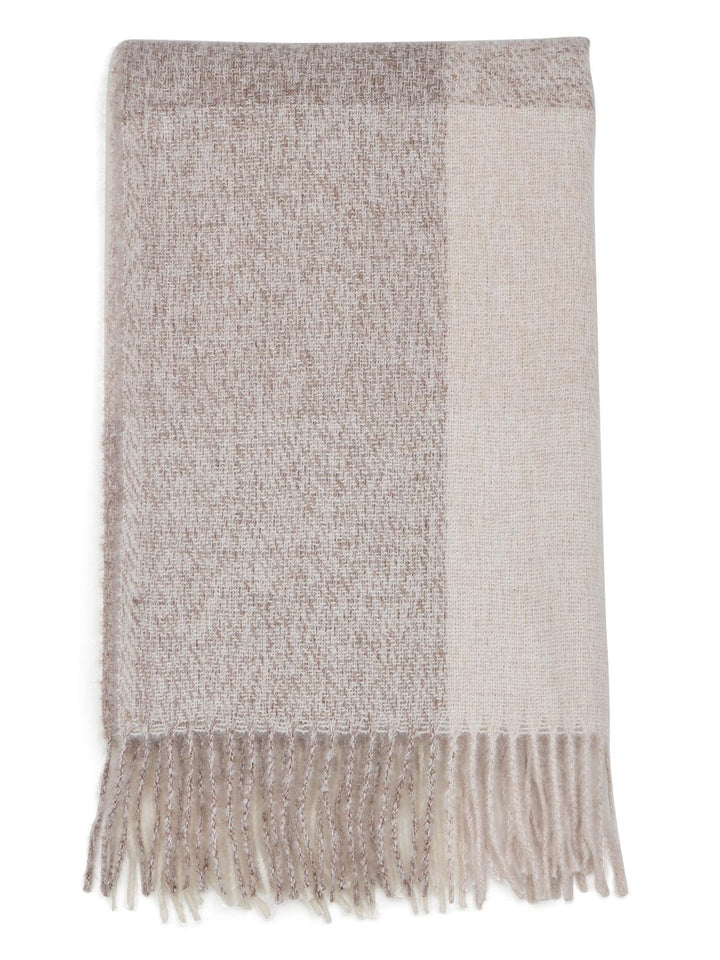Brushed Plaid Scarf with Fringes