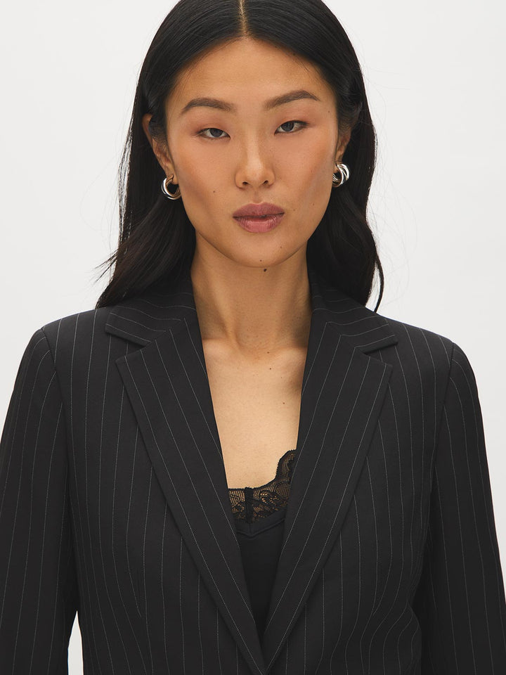 Striped One-Button Blazer
