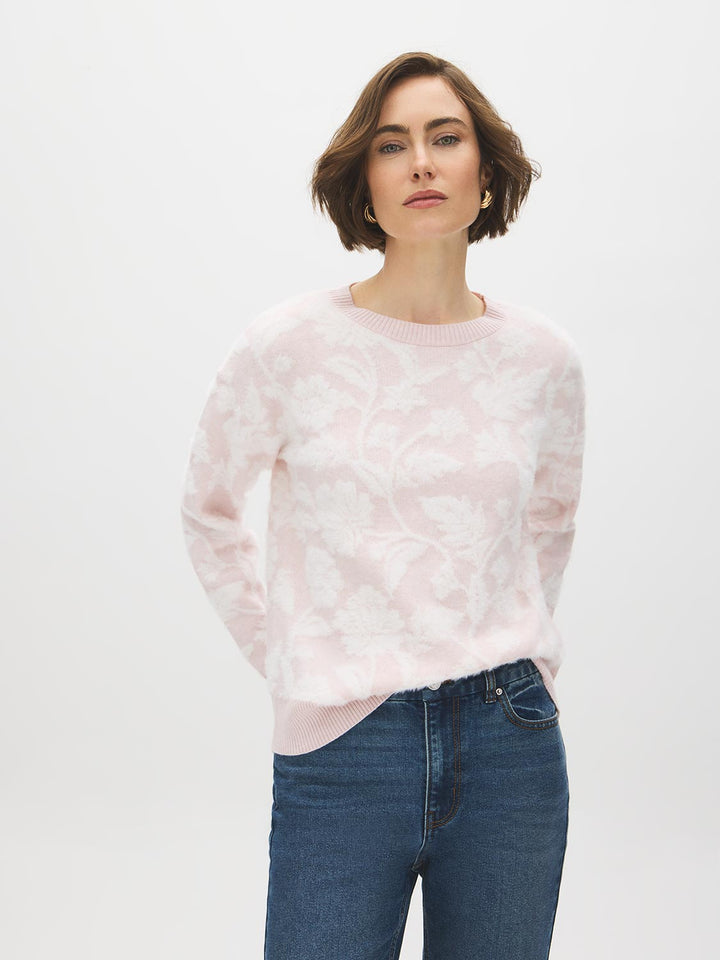 Two-Tone Jacquard Fuzzy Sweater
