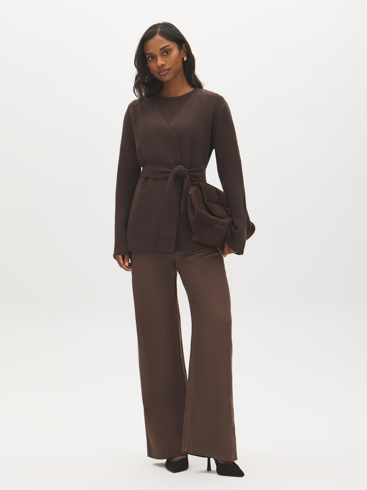 Open-Front Bell Sleeve Cardigan