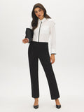 Faux Leather Trim Blouse