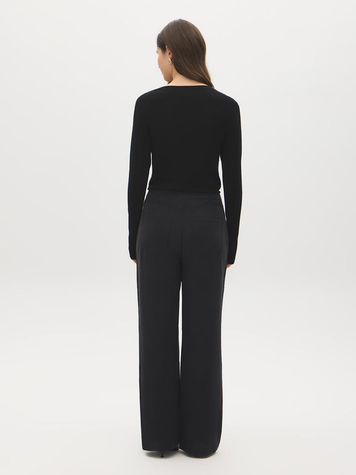 Brushed Tencel Straight Leg Pants
