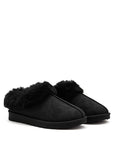 Faux Suede Slippers with Faux Fur Lining