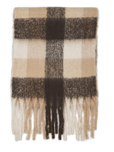 Heavy Brushed Plaid Scarf with Fringes