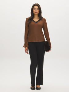 Lace Trim V-Neck Top