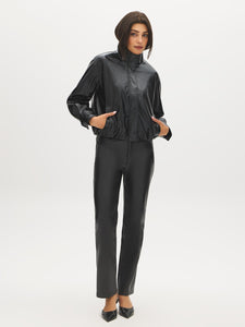 Faux Leather Straight-Leg Pants