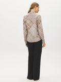 Plaid Tie Neck Blouse