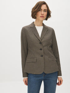 Contrast Collar Plaid Blazer