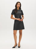 Belted Faux Leather Mini Dress