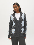 Argyle Button-Front Cardigan