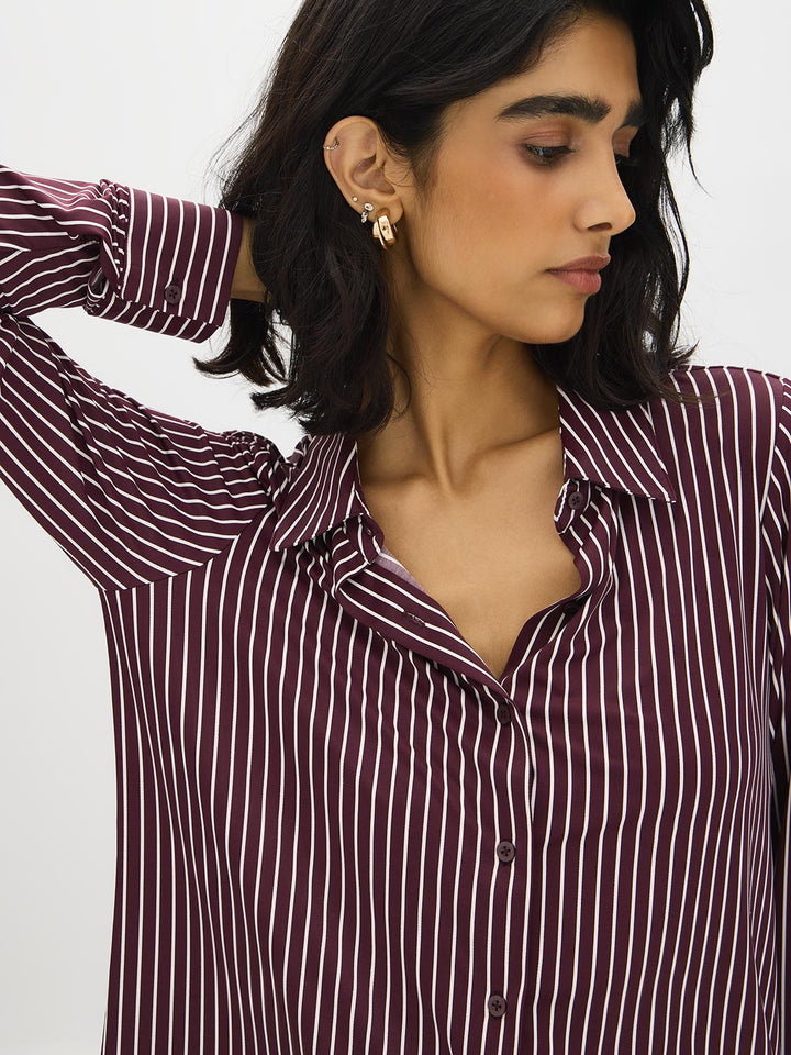 Striped Button-Up Blouse