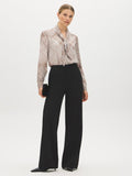 Plaid Tie Neck Blouse