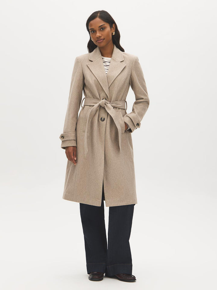 Faux Wool Mid-Length Wrap Coat