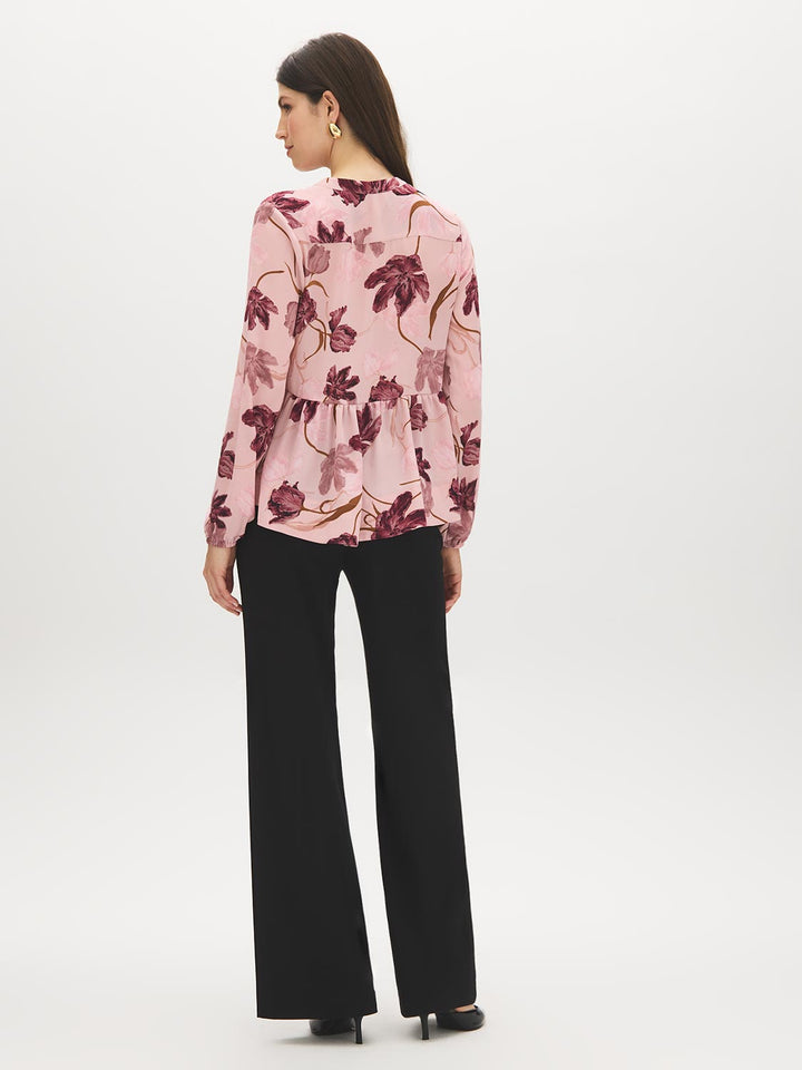 Printed Chiffon Peplum Blouse