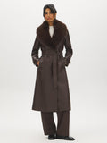 Faux Leather Coat with Faux Fur Collar